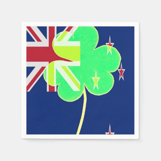 Irish New Zealand Flag Shamrock Clover St. Patrick Servet (Voorkant)