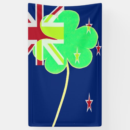 Irish New Zealand Flag Shamrock Clover St. Patrick Spandoek (Verticaal)