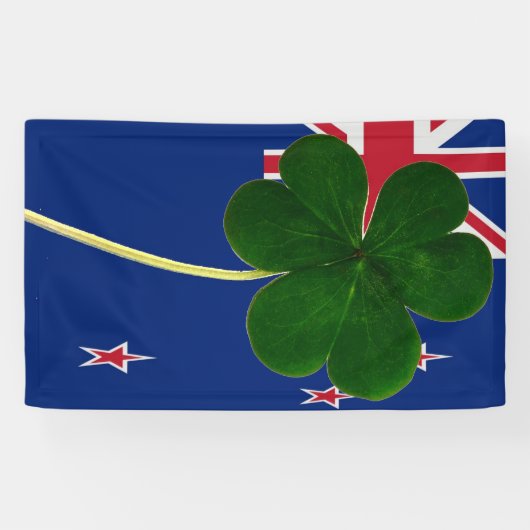Irish New Zealand Flag Shamrock Clover St. Patrick Spandoek (Horizontaal)