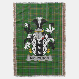 Irish Nicholson Coat of Arms Family Crest Ireland Deken