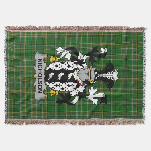 Irish Nicholson Coat of Arms Family Crest Ireland Deken (Voorkant)