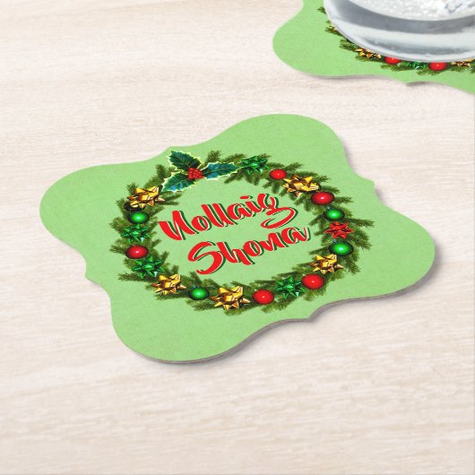 Irish Nollaig Shona Merry Kerstmis Kartonnen Onderzetters (Gekanteld)