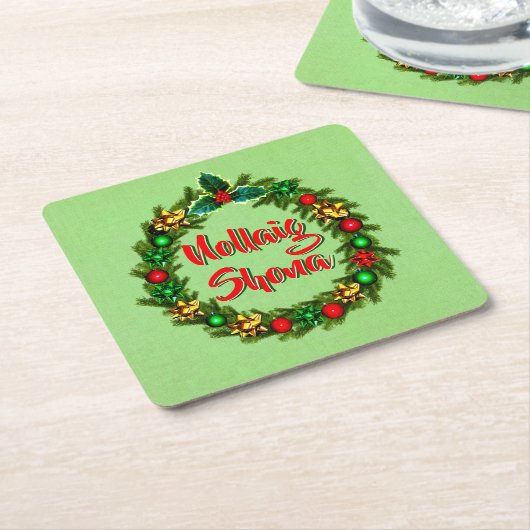 Irish Nollaig Shona Merry Kerstmis Kartonnen Onderzetters (Schuin)