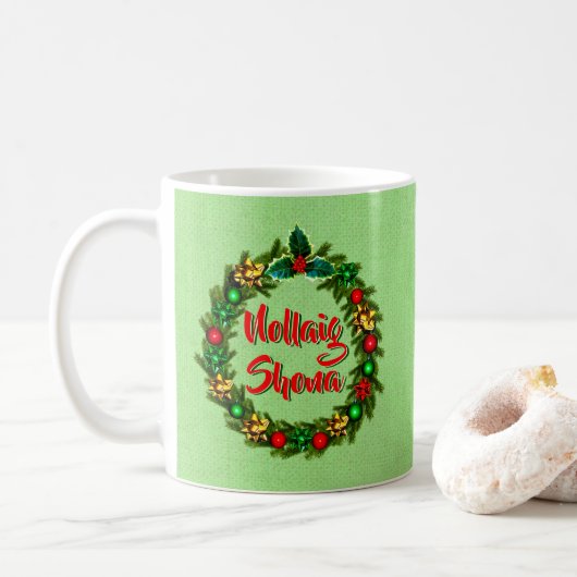 Irish Nollaig Shona Merry Kerstmis Koffiemok (Met donut)