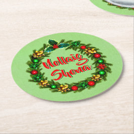 Irish Nollaig Shona Merry Kerstmis Ronde Kartonnen Onderzetter