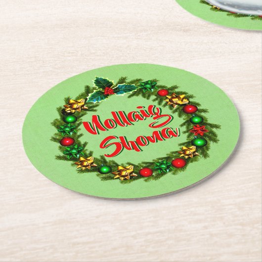 Irish Nollaig Shona Merry Kerstmis Ronde Kartonnen Onderzetter (Gebogen)