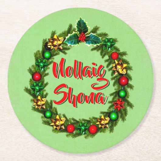 Irish Nollaig Shona Merry Kerstmis Ronde Kartonnen Onderzetter (Voorkant)