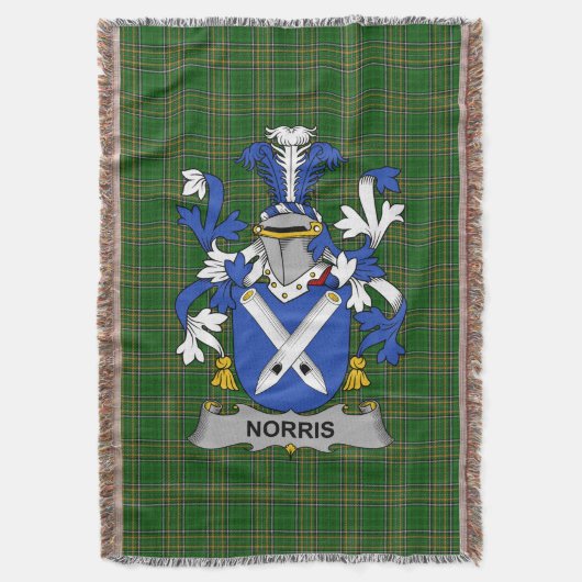Irish Norris Coat of Arms Family Crest Ireland Deken (Voorkant Verticaal)