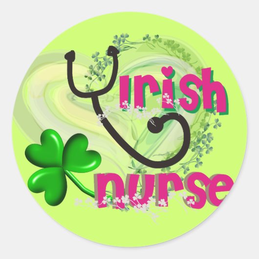 Irish Nurse Artsy Heart Gifts Ronde Sticker (Voorkant)