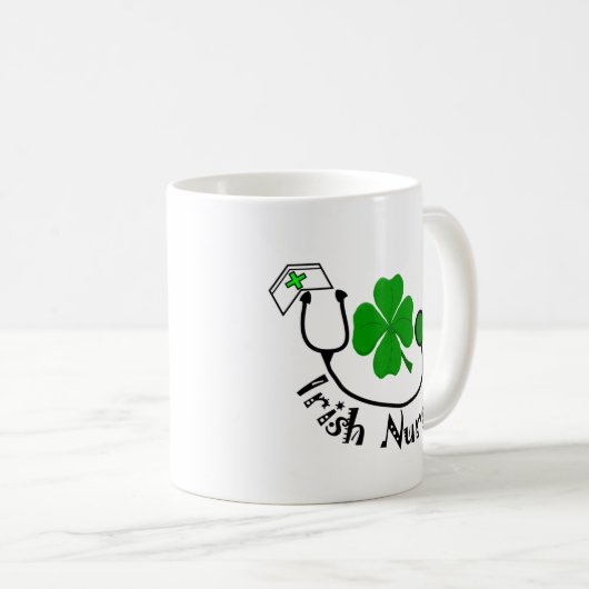 Irish Nurse Gifts, Green Clover Design Koffiemok (Voorkant rechts)