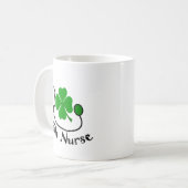 Irish Nurse Gifts, Green Clover Design Koffiemok (Voorkant links)