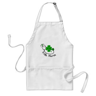 Irish Nurse Gifts, Green Clover Design Standaard Schort