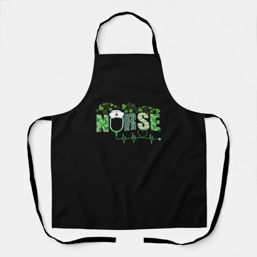 Irish Nurse Shamrock Stethoscope St Patrick's Day Schort (Voorkant)