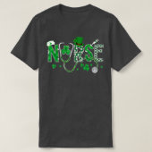 Irish Nurse St Patricks Day Shamrock Stethocsope W T-shirt (Design voorkant)