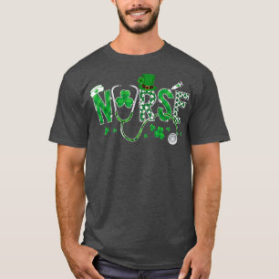 Irish Nurse St Patricks Day Shamrock Stethocsope W T-shirt