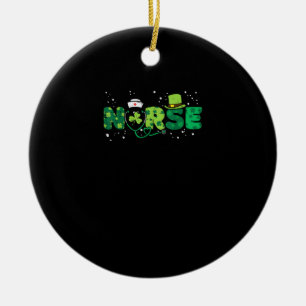 Irish Nurse Stethoscoop Scrub St Patricks Day Nurs Keramisch Ornament