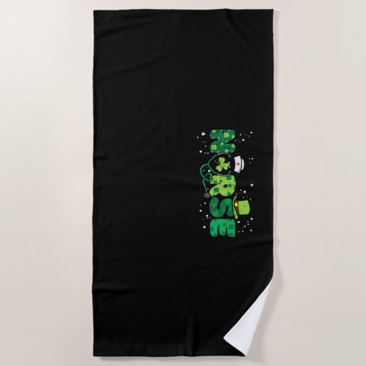 Irish Nurse Stethoscoop Scrub St Patricks Day Nurs Strandlaken (Voorkant)