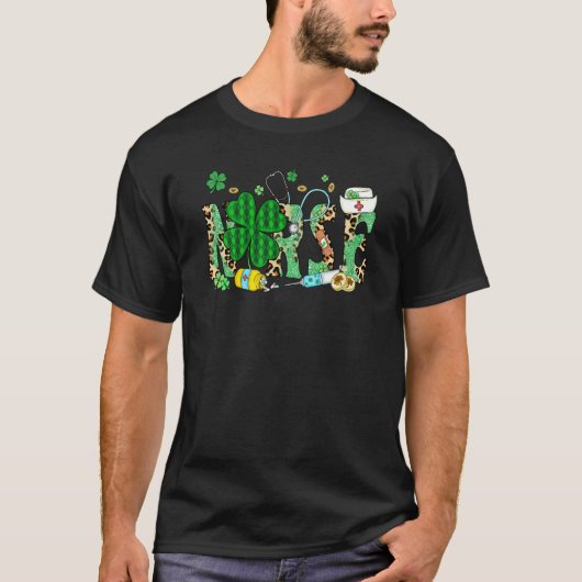 Irish Nurse Stethoscope Scrub St Patricks Day Nurs T-shirt (Voorkant)