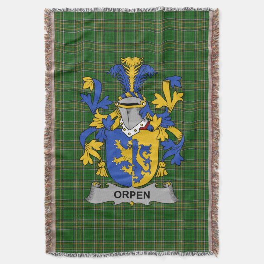 Irish Orpen Coat of Arms Family Crest Ireland Deken (Voorkant Verticaal)