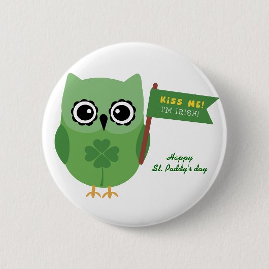 Irish Owl Ronde Button 5,7 Cm (Voorkant)