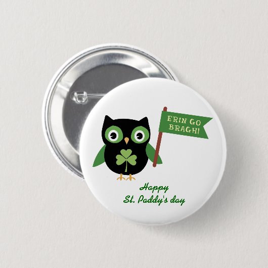 Irish Owl Ronde Button 5,7 Cm (Voorkant /achterkant)
