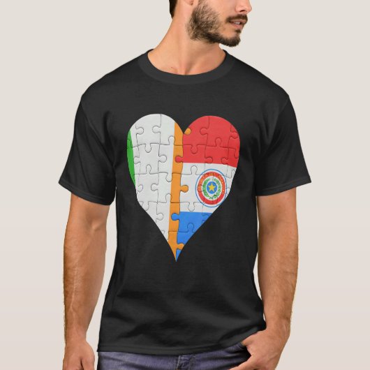 Irish Paraguayan Flag Heart T-shirt (Voorkant)
