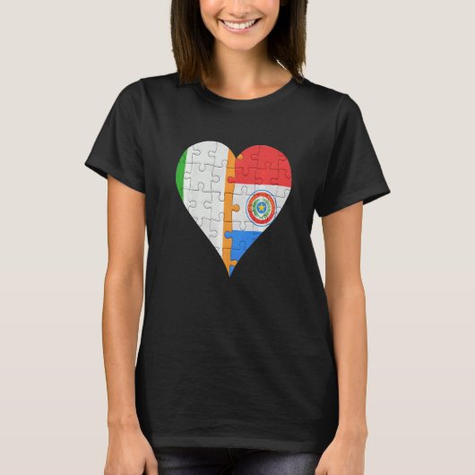 Irish Paraguayan Flag Heart T-shirt (Voorkant)