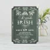 Irish Party Eat Drink en Irish Chalkboard Kaart (Staand voorkant)
