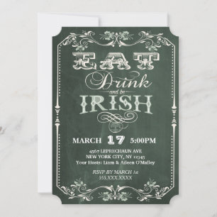Irish Party Eat Drink en Irish Chalkboard Kaart