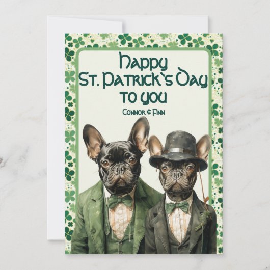 Irish Paws: Frans duo St. Patrick's Feestdagenkaart (Voorkant)