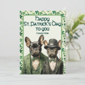 Irish Paws: Frans duo St. Patrick's Feestdagenkaart (Staand voorkant)