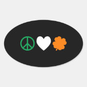 Irish Peace Love & Shamrocks Ovale Sticker (Voorkant)