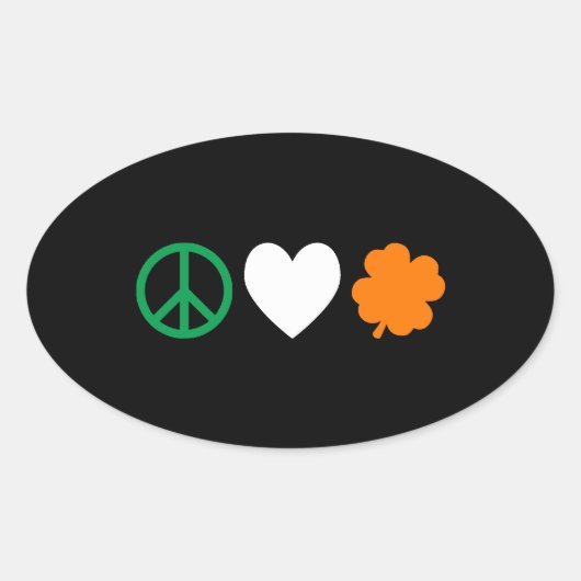 Irish Peace Love & Shamrocks Ovale Sticker (Voorkant)