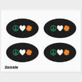 Irish Peace Love & Shamrocks Ovale Sticker (Vel)