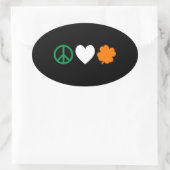 Irish Peace Love & Shamrocks Ovale Sticker (Tas)