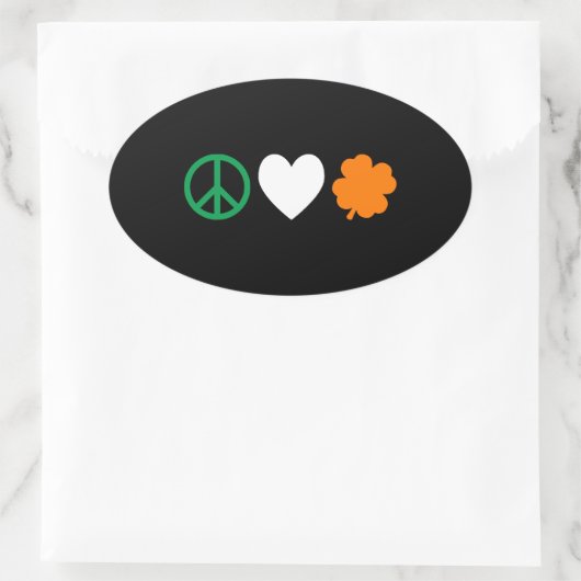 Irish Peace Love & Shamrocks Ovale Sticker (Tas)