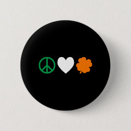 Irish Peace Love & Shamrocks Ronde Button 5,7 Cm