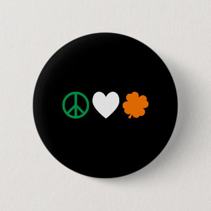 Irish Peace Love & Shamrocks Ronde Button 5,7 Cm