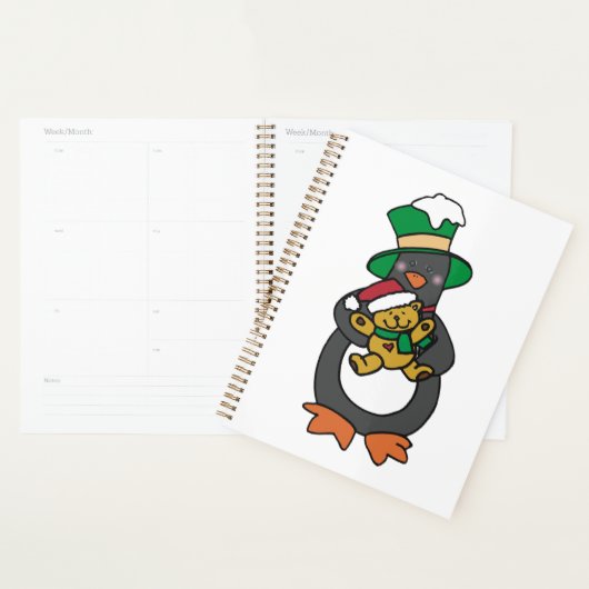 Irish Penguin Holding Christmas Teddy Bear Planner (Display)