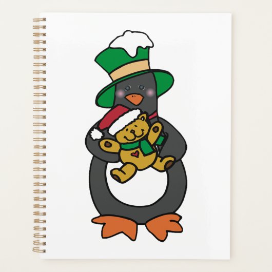 Irish Penguin Holding Christmas Teddy Bear Planner (Voorkant)