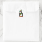 Irish Penguin Holding Christmas Teddy Bear Ronde Sticker (Tas)