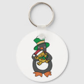 Irish Penguin Holding Christmas Teddy Bear Sleutelhanger (Voorkant)