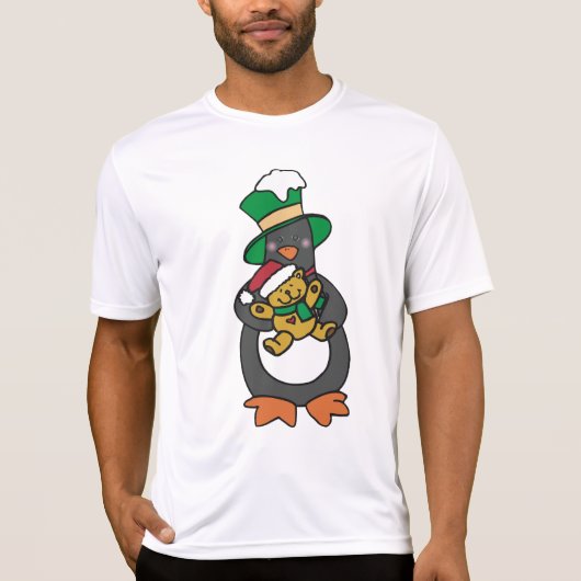 Irish Penguin Holding Christmas Teddy Bear T-shirt (Voorkant)