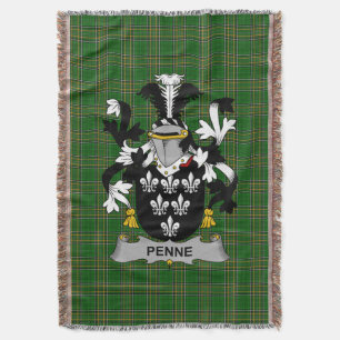 Irish Penne of Penn wapenschild Familie Crest Ire Deken