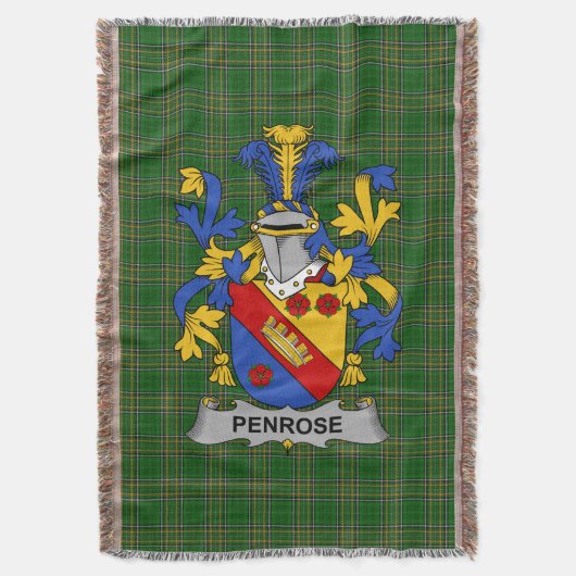 Irish Penrose Coat of Arms Family Crest Ireland Deken (Voorkant Verticaal)