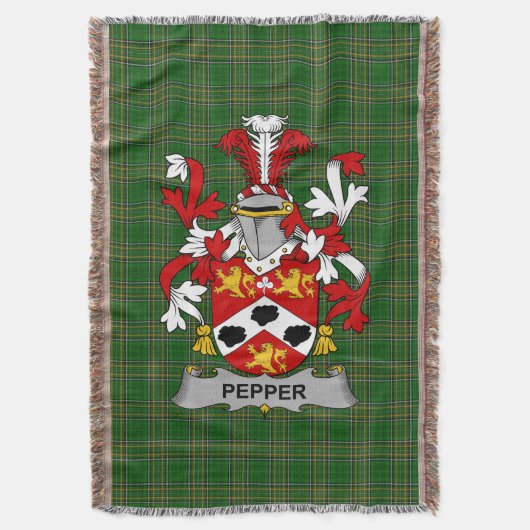 Irish Pepper Coat of Arms Family Crest Ierland Deken (Voorkant Verticaal)