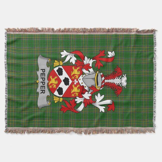 Irish Pepper Coat of Arms Family Crest Ierland Deken (Voorkant)