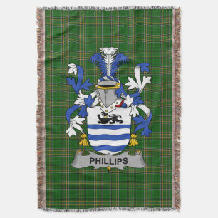 Irish Phillips Coat of Arms Family Crest Ireland Deken
