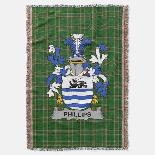Irish Phillips Coat of Arms Family Crest Ireland Deken (Voorkant Verticaal)