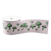Irish Pink and Green Shamrock Heart & Mushroom 3" Grosgrain Lint (Spoel)
